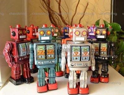 TOYS-C__0281 鐵皮玩具 出口經典懷舊 收藏禮品 黑色電動旋轉機器人