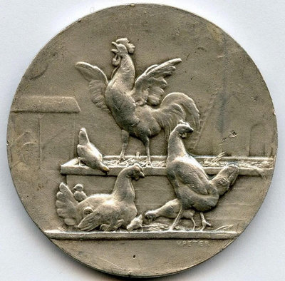 蒂克錢幣-法國 家禽農民鍍銀銅章 由 V.Peter 雕刻錢幣 收藏幣 紀念幣-1771