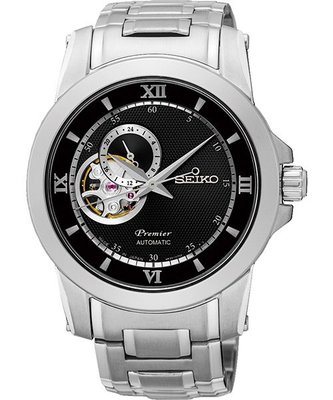 SEIKO Premier 開芯鏤空視窗機械腕錶(SSA321J1)-黑/40mm4R39-00P0D