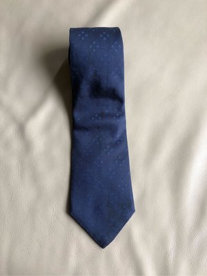 [品味人生2]保證正品 Louis Vuitton LV 深藍 原花 領帶