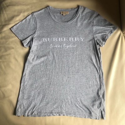 [品味人生]保證正品 Burberry  灰色  Logo 短袖T恤 短T size M 適合S