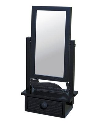日本進口 木製梳妝台造型桌鏡 復古化妝鏡帶小抽屜 辦公桌桌鏡梳妝小鏡子黑貓造型小立鏡 禮物 2743A
