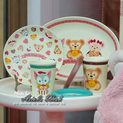 Ariel's Wish-日本東京迪士尼Duffy Shelliemay達菲熊雪莉玫傑拉東尼情人節甜點圓形餐盤子-現貨