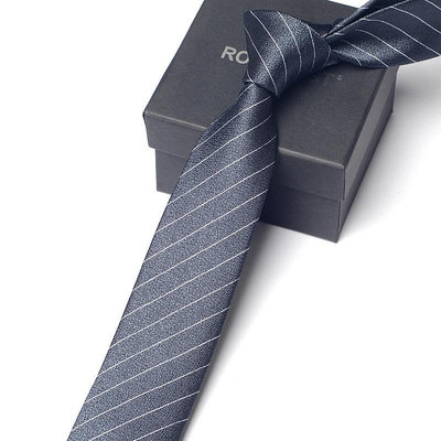 灰色條紋素色韓版6cm窄領帶男士商務正裝8cm手打拉鏈式免打懶人潮