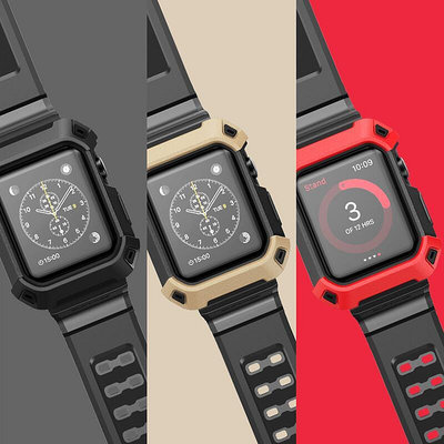 手錶配件 錶帶適用蘋果apple iwatch4 5代一體硅膠運動手表帶帶保護殼 40 44mm
