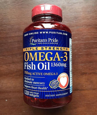 美國Puritan三倍濃縮魚油1360mg 120粒歐米伽-3 EPA+DHA omega-3