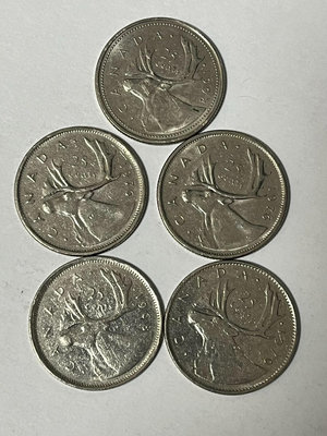 美洲 加拿大25分硬幣伊麗莎白女王頭像.