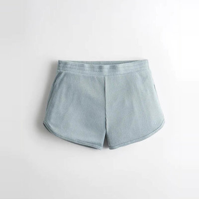 【HOLLISTER Co.】【零碼S】HC女短棉褲羅紋素淺藍 F02220707-19