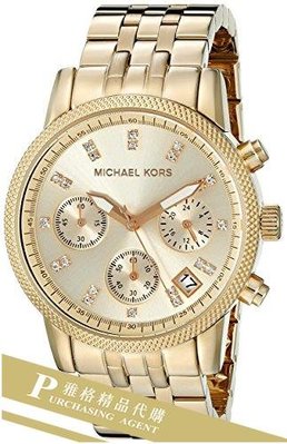 雅格時尚精品代購Michael KorsMK手錶 經典時尚金色精鋼三眼日期錶腕錶MK5676 美國正品