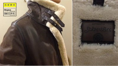 Nejma 義大利St John's Bay頂級shearling整件連著小羔羊羊毛的小羔羊皮衣皮夾克短大衣