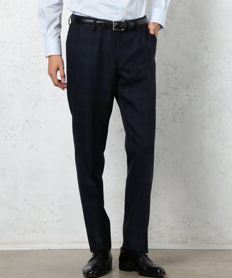 全新日本專櫃正品UNITED ARROWS x 義大利REDA高級羊毛料海軍藍格紋窄版西裝褲 M號