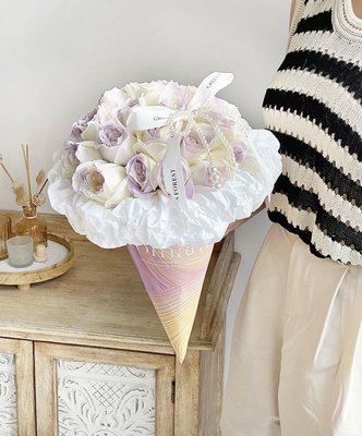 網紅冰淇淋甜筒花束加厚卡紙花束鮮花包裝花藝禮物手工材料