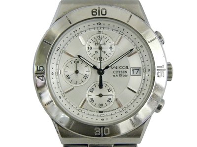 [專業模型] 三眼錶 [CITIZEN 4D0100] WICCA 星辰三眼計時賽車/女錶[銀白面+日期]中性/時尚錶