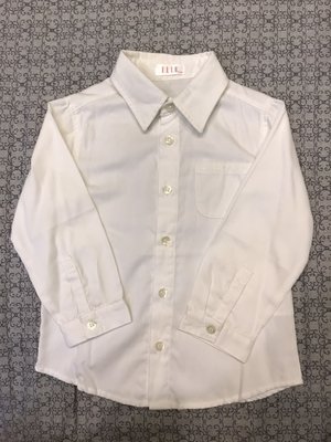 M IT台灣製ELLE POUPON男女童白色燈芯絨襯衫---出清價