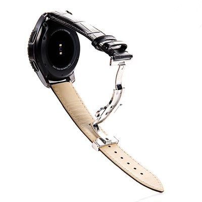 IS原裝錶帶 華為榮耀magic watch2pro gt2手錶帶不銹鋼蝴蝶扣鱷魚皮真皮錶帶