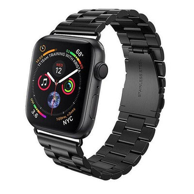 【熱賣下殺價】蘋果4代金屬表帶 apple watch4三珠精鋼錶帶 iwatch3不銹鋼錶帶40mm 44MM Ser