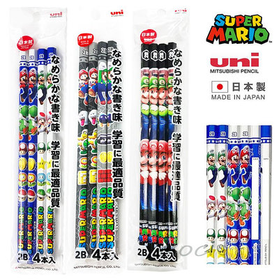 日本製 瑪莉歐 2B 原木鉛筆 鉛筆 木頭鉛筆 瑪利歐 任天堂 路易吉 奇諾比奧 耀西 UNI【MOCI日貨】