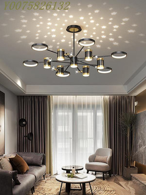 客廳燈2022年新款北歐現代簡約大氣輕奢吊燈創意滿天星燈具組合