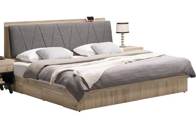 【生活家傢俱】SY-107-4A：6尺抽屜雙人床【台中家具】床頭箱+床底 亞麻布+低甲醛木心板 台灣製造