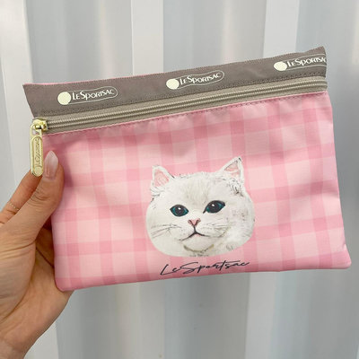 YOYO免運~LeSportsac 日系出門手機包大容量化妝包貓咪印花包