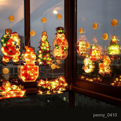 LED聖誕節日燈 裝飾燈 聖誕老人燈 雪人小鹿造型燈 櫥窗吸盤燈 節日彩燈