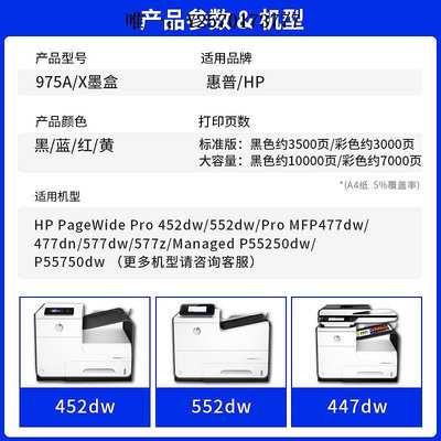 打印機墨盒天熙惠普975A墨盒適用HP Pro MFP 477dn打印機墨盒477dw X452dn 452dw 577