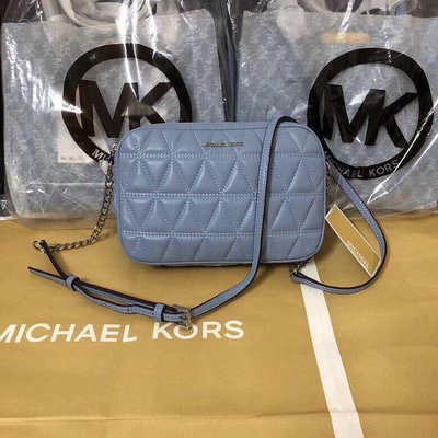熱賣精選現貨促銷 美國代購MICHAEL KORS MK包  新款藍色菱格小方包  輕奢時尚 明星同款