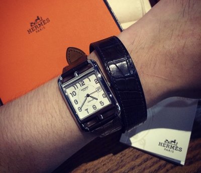 限時降價❤️ Hermes Cape Cod Watch 愛瑪仕 原廠雙圈鱷魚皮錶帶 大錶面款 機械錶