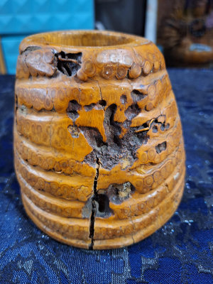 金欣古玩，日本件老件：日本竹雕筆筒擺件竹筒花器擺件用品拍賣～02794