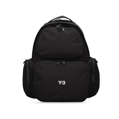[全新真品代購-S/S24 新品!] Y-3 拉鍊口袋設計 刺繡LOGO黑色 後背包 (Y3) 山本耀司