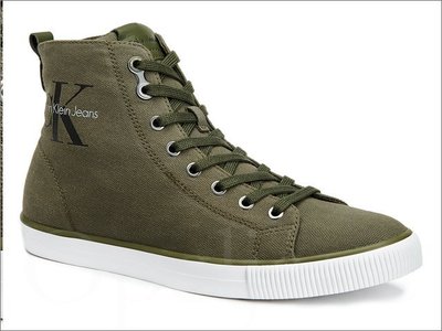 美國真品 CK Calvin Klein 卡文克萊 陸軍綠色 高筒帆布鞋 懶人鞋 休閒鞋 9號 11號 愛Coach包包