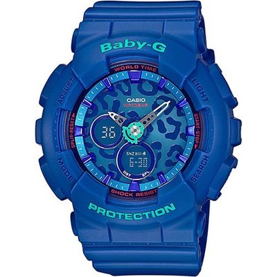 BABY-G 繽紛豹紋錶盤設計腕錶BA-120LP-2A)-藍/43.4mm