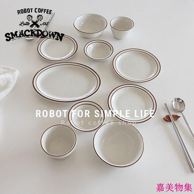 【New】TUXTON 線條芝麻點陶瓷耐高溫餐盤釉下彩韓國牛排沙拉水果碗