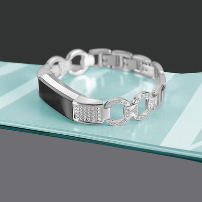 適用于Fitbit Alta HR智能手環替換腕帶 金屬不銹鋼鑲鉆手鏈表帶