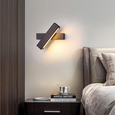 臥室床頭壁燈現代簡約創意樓梯燈具旋轉過道客廳書房背景墻壁燈3