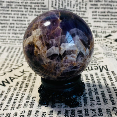 C1282天然紫水晶球擺夢幻紫色水晶居家飾品，原石打磨，隨手 水晶 原石 把件【玲瓏軒】