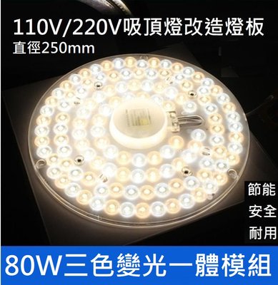 LED 吸頂燈 風扇燈 吊燈 三色變光一體模組 圓型燈管改造燈板套件 2835 led 圓形光源貼片 80W
