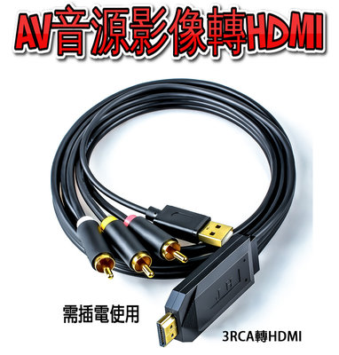 1米 AV轉HDMI 3RCA轉HDMI 3rca轉hdmi線機頂盒DVD錄像機3色線音視頻同步轉接高清線 楊過頂姑姑