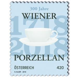 2018年奧地利維也納瓷器300年紀念郵票(杯子部分特殊印刷）