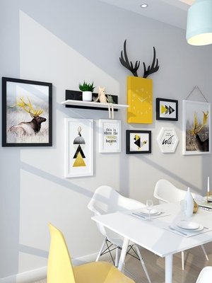 【熱賣精選】北歐風格客廳餐廳飯廳裝飾畫沙發背景墻掛畫現代簡約壁畫墻畫組合