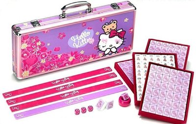 41+現貨 免運費 Hello Kitty 粉紅麻將 繁花似雨 麻將組 鋁盒外裝 7-11 預購款 尺寸 34mm