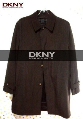 DKNY精品-兩件式雙層風衣-長大衣-時尚深咖啡色-男女適穿