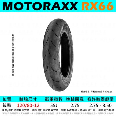 台中潮野車業 完工價 摩銳士輪胎 RX66-GP 全熱熔胎 120/80-12 JET 雷霆S 六代勁戰 BWS