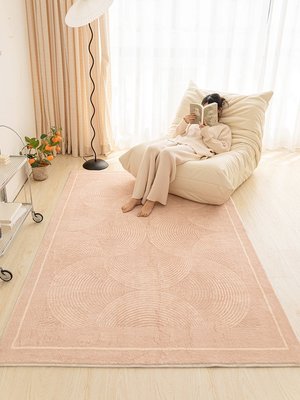 現代輕奢簡約條紋客廳防滑滿鋪大地毯臥室房間沙發茶幾毯素色地墊*特價優惠