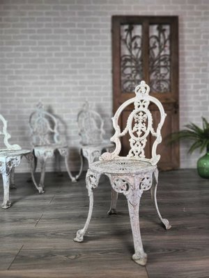 【卡卡頌  歐洲古董】英國 古董 維多利亞 雕花 鐵椅 庭院椅 花園椅  休閒椅 (提供租借)ch0520 ✬
