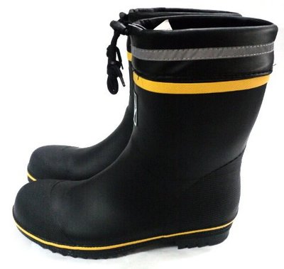 美迪~ER832中筒多功能橡膠雨鞋~(有鋼頭-鞋底鋼片)-可當工作雨鞋/登山雨鞋~黑黃