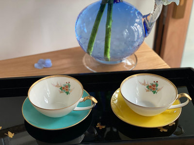 日本老香蘭社咖啡杯，昭和50 年底款，白色稀有花色咖啡杯，搭