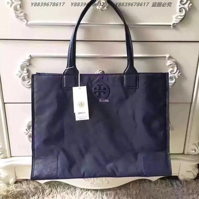 美國代購TORY BURCH 百搭  美國輕奢時尚 藍色馬里奧帆布包 手提包