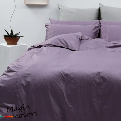 《60支紗》雙人床包／被套／枕套／４件式【紫色】Magic colors 100%精梳棉-麗塔寢飾-