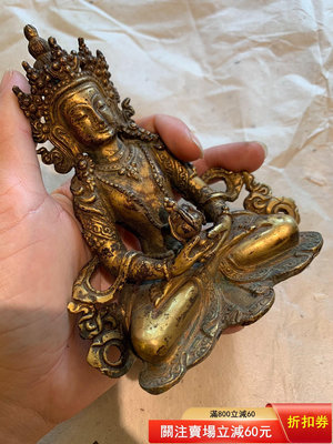 清代銅鎏金佛像長壽佛高約13cm尼泊爾老佛像尼泊爾6193